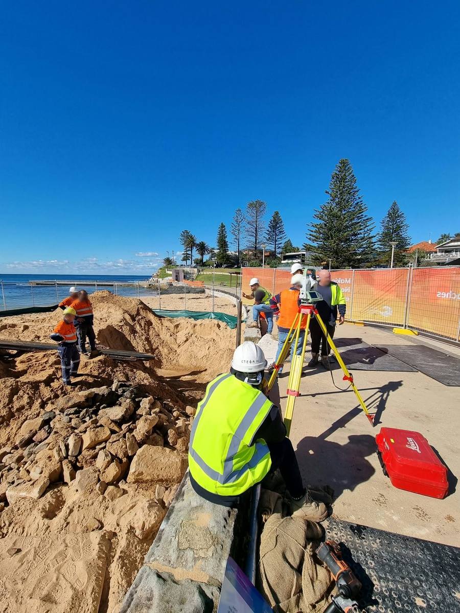 Auswide survey crew working on a beachfront civil project